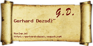 Gerhard Dezső névjegykártya